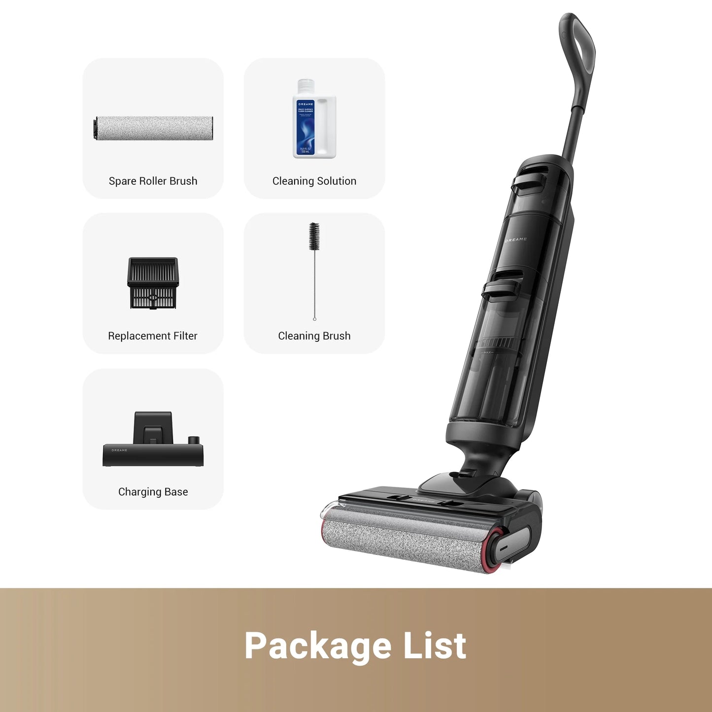 Dreame Cordless Wet/Dry Vacuum Cleaner, Dual-Edge Brushes, 600ml water tank, Self-Propulsion, K20