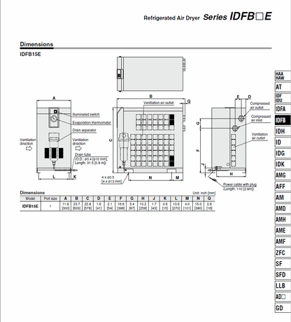 SMC COMMERCIAL REFRIGERATED AIR DRYER 300-406 CFM (75-100 HP) 3PH 460 VOLTS