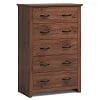 Costway 5 Drawer Chest Storage Dresser Tall Cabinet Organizer Bedroom Hallway Walnut