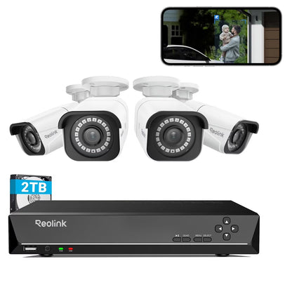 Reolink 4K 8CH Outdoor PoE Camera System,4Pcs 8MP Video Security Camera Smart Person/Vehicle Motion Detection,24/7 Recording