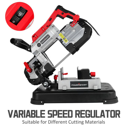 PowerSmart Electric Portable Band Saw Removable Alloy Steel Base 10 Amp Cut Precision Variable Speed