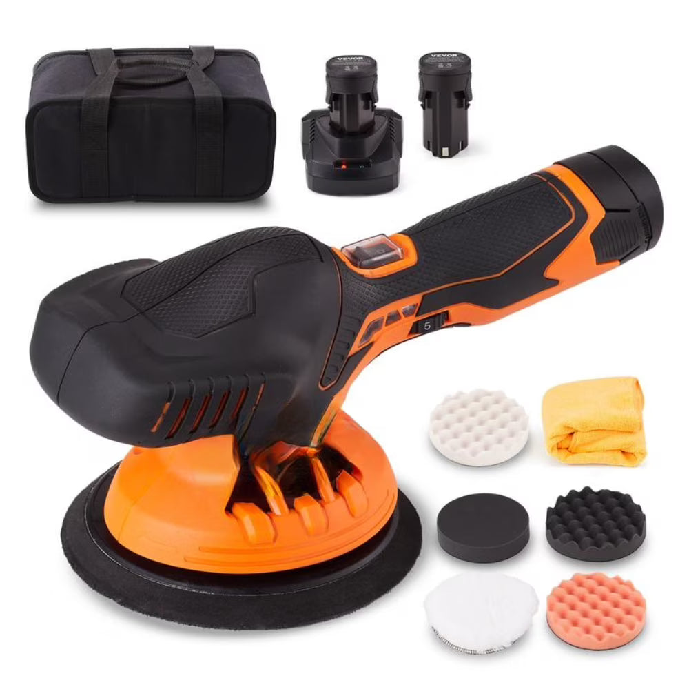 Random Orbital Sander 5 & 6-Inch, 350W Brushless Orbital Sander, 10,000 PRM 6 Variable Speed Electric Palm Sander with 20PCS Sandpapers, Dust Connector & Hose for Woodworking Detailing Sanding