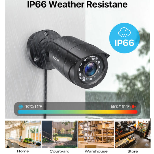 ZOSI H.265+ 8CH 5MP Lite DVR 1080P Home Security Camera System Outdoor, 8pcs 1080P 1920TVL Surveillance Weatherproof Bullet Cameras,80ft IR Night Vision,Motion Alert,Remote Access(No HDD , Wired)