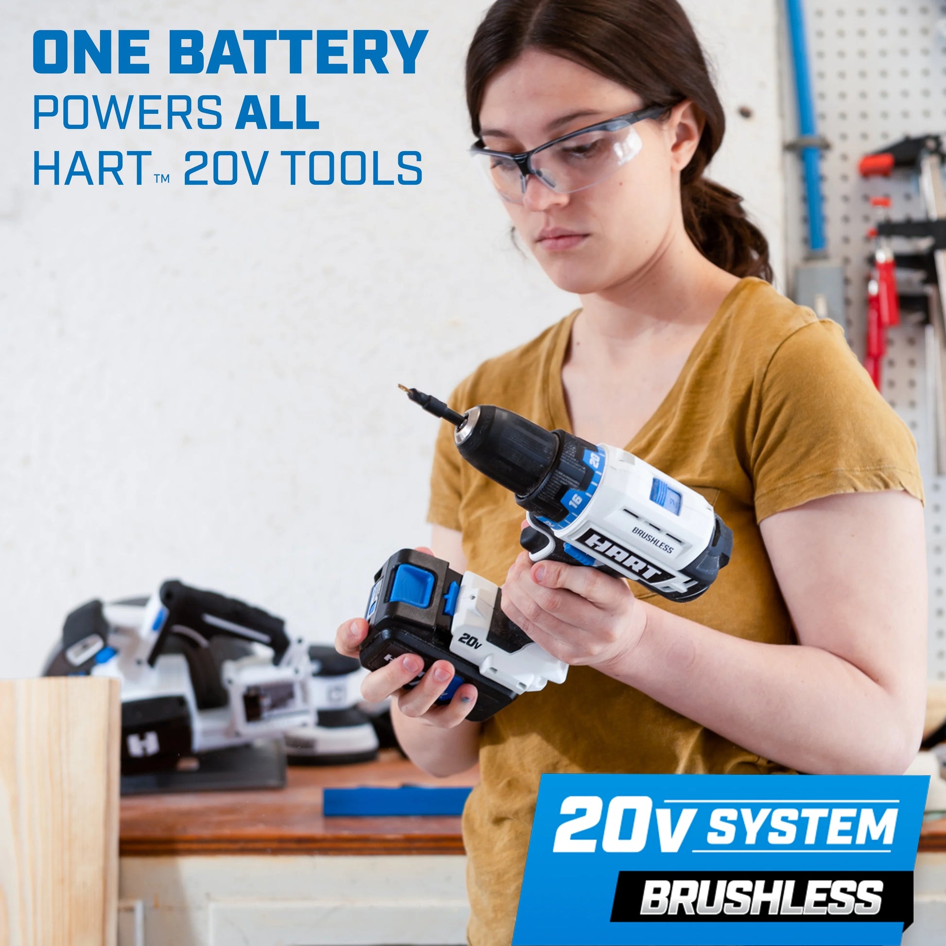 HART 20-Volt Cordless Brushless 1/2-inch Drill/Driver Kit and 10-inch Storage Bag (1) 2Ah Lithium-Ion Battery