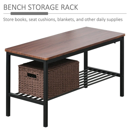 Industrial 4 Piece Dining Room Table Set with Bench Wooden Kitchen Table and Chairs w/Storage Rack