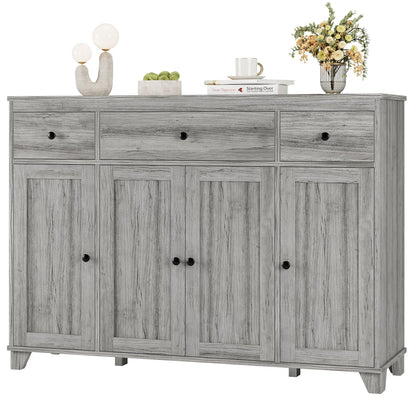 Homfa Buffet Sideboard, Wooden Storage Cabinet with Drawers & Doors, Wide Buffet Cabinet for Dining Room, Gray