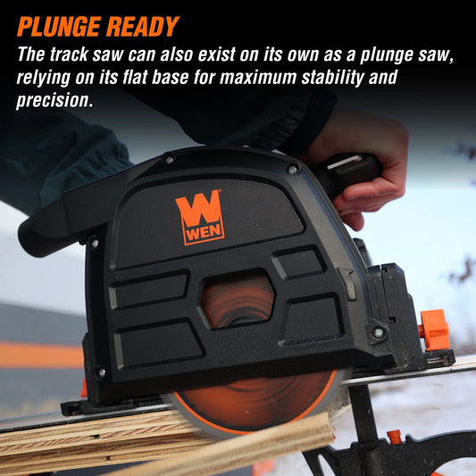 WEN 20V Max 6.5-Inch Cordless Brushless Plunge Cut Variable Speed Track Saw (Tool Only - Batteries Not Included)