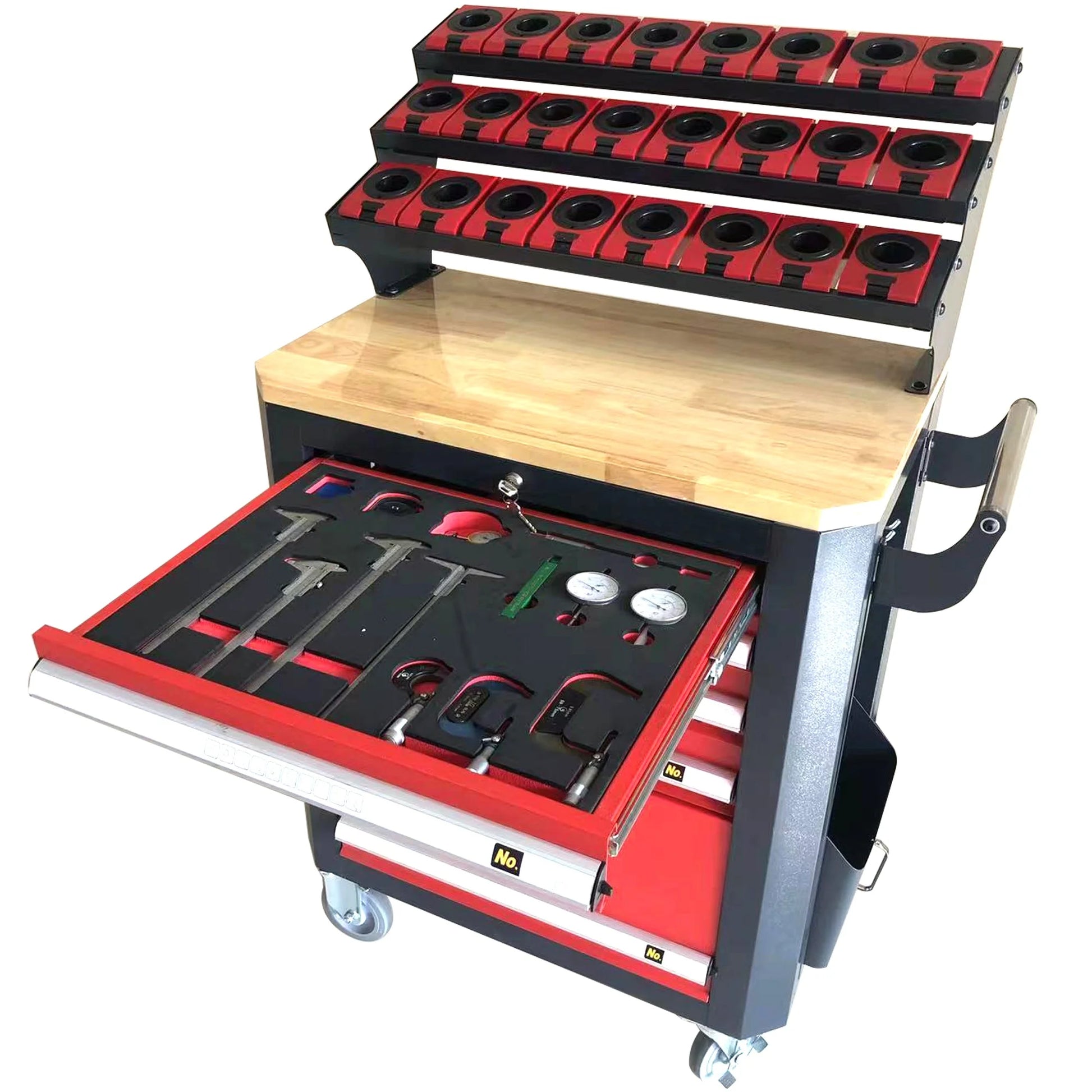 KAKA INDUSTRIAL HQC-550A (BT50) Tool Holder CNC Tool Cart, 5 Drawer Tool Chest 77 Capacity 4 Ball-Bearing Glided Drawers, Drawer Mobile Work Station