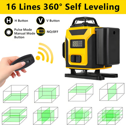 Laser Level,GOCHIFIX 16 Lines 4x360? Green Cross Laser Level Self Leveling with Tripod,Rotating Bracket,Remote Control,Lifting Platform,Rechargeable Battery and Storage Box