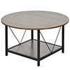 Dextrus Round Coffee Table with Storage, Rustic Living Room Tables with Sturdy Metal Legs, OAK