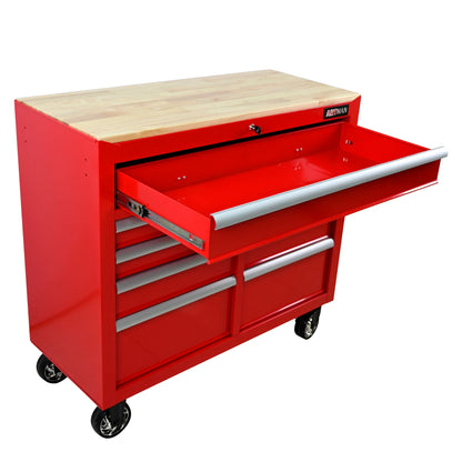 ARTMAN 9 Drawer Rolling Tool Chest with Wheels and Wooden Top, Heavy Duty Industrial Service Cart Storage Organizer with Locking System,45.28*18.11*39.37inches,1 Pack