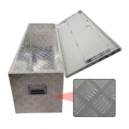 LABLT 49 inch Aluminum Diamond Plate Tool Box Pick Up Truck Bed Storage Chest Box RV Trailer Organizer Lock W/Key Silver