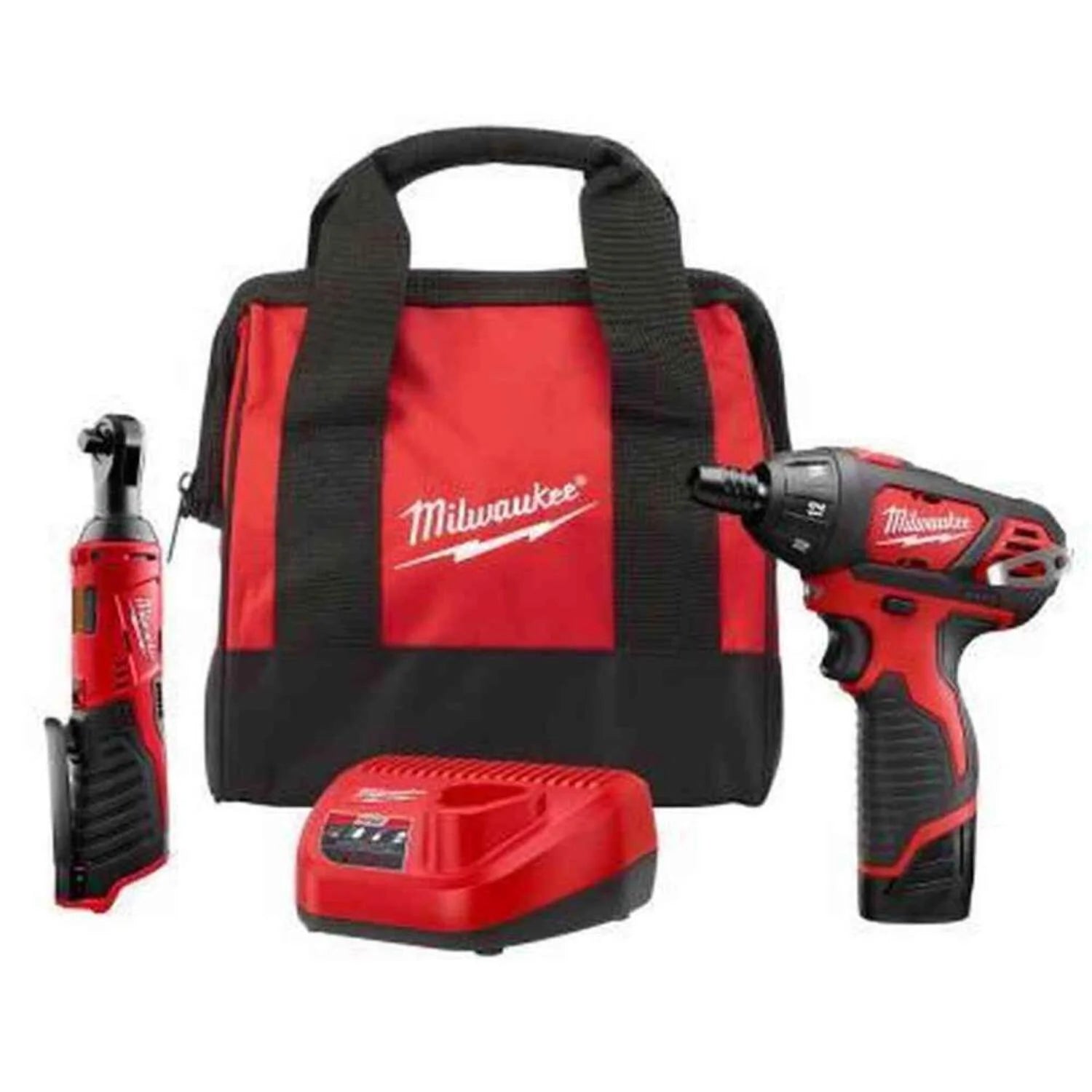 Milwaukee 2401-21R M12 12V Cordless 3/8" Ratchet, 1/4" Screwdriver Combo Kit