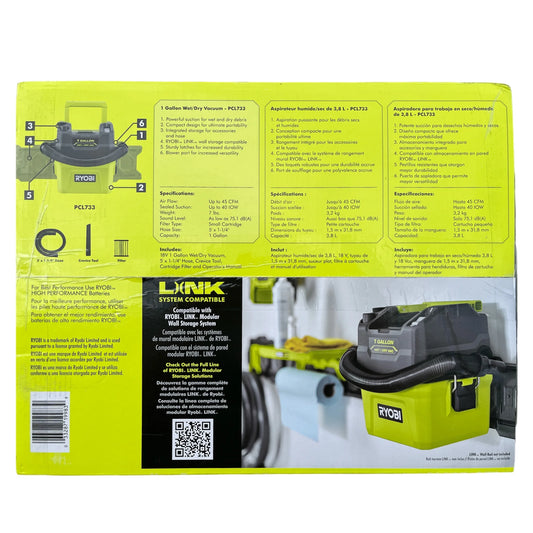RYOBI 18V ONE+, 1 Gallon, Cordless, Wet/Dry Vacuum Cleaner