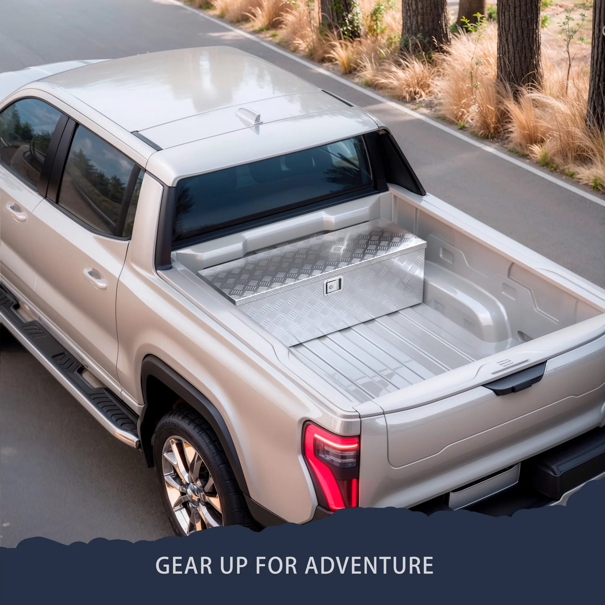 ARKSEN 33" Trailer Truck Pickup Aluminum Tongue Storage Tool Box, Silver