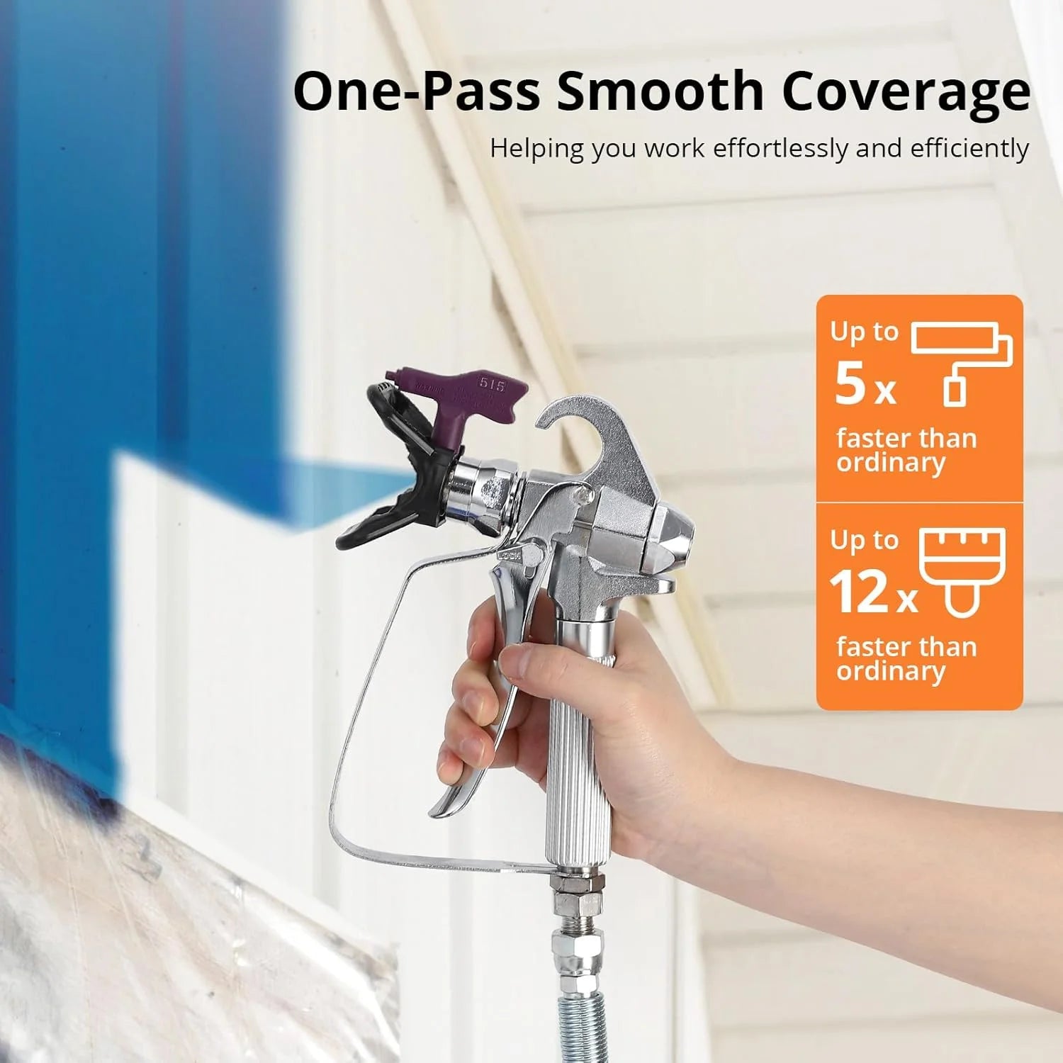 Stand Airless HVLP Paint Sprayer, High Efficiency, Thinning-Free, Minimal Overspray, for Home Exterior & House Interior DIY Painting Projects, with Extension Rod
