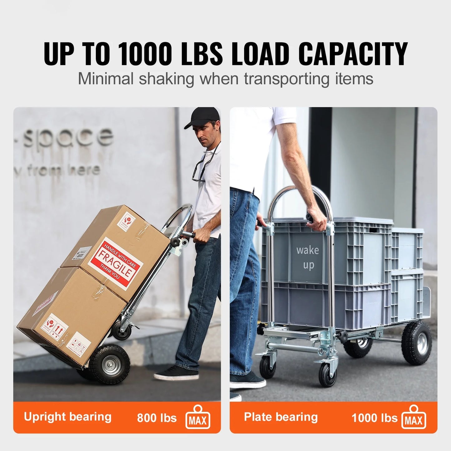 BENTISM Aluminum Hand Truck 4 in 1 Folding Dolly Cart 1000 lbs Capacity Heavy Duty