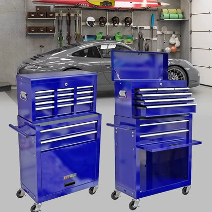 8-Drawer Rolling Tool Chest with Wheels, High Capacity Tool Storage Removable Tool Box Combo, Tool Storage Cabinet with Lockable Drawers, Toolbox for Workshop and Mechanics Garage, Blue