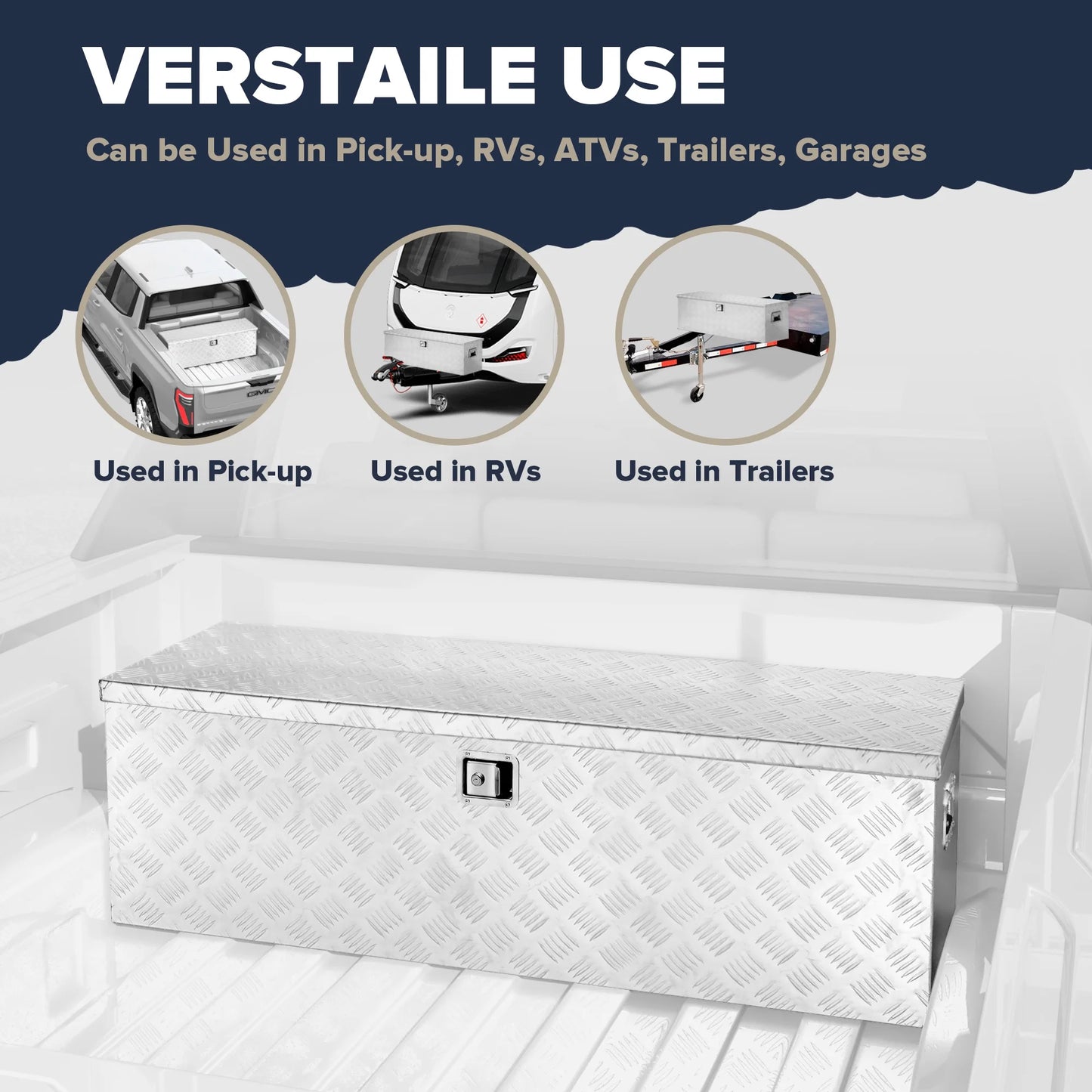 ARKSEN 33" Trailer Truck Pickup Aluminum Tongue Storage Tool Box, Silver