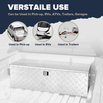 ARKSEN 33" Trailer Truck Pickup Aluminum Tongue Storage Tool Box, Silver