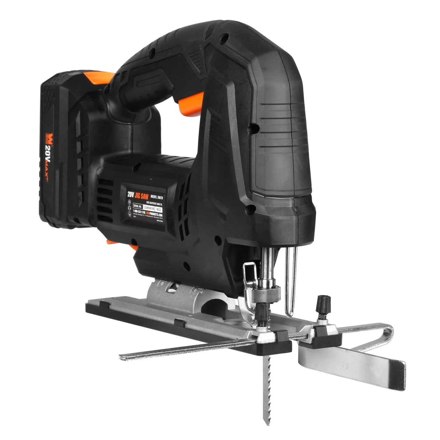 WEN 20V Max Cordless Brushless Auto-Speed Jigsaw with 4.0Ah Lithium Ion Battery and Charger