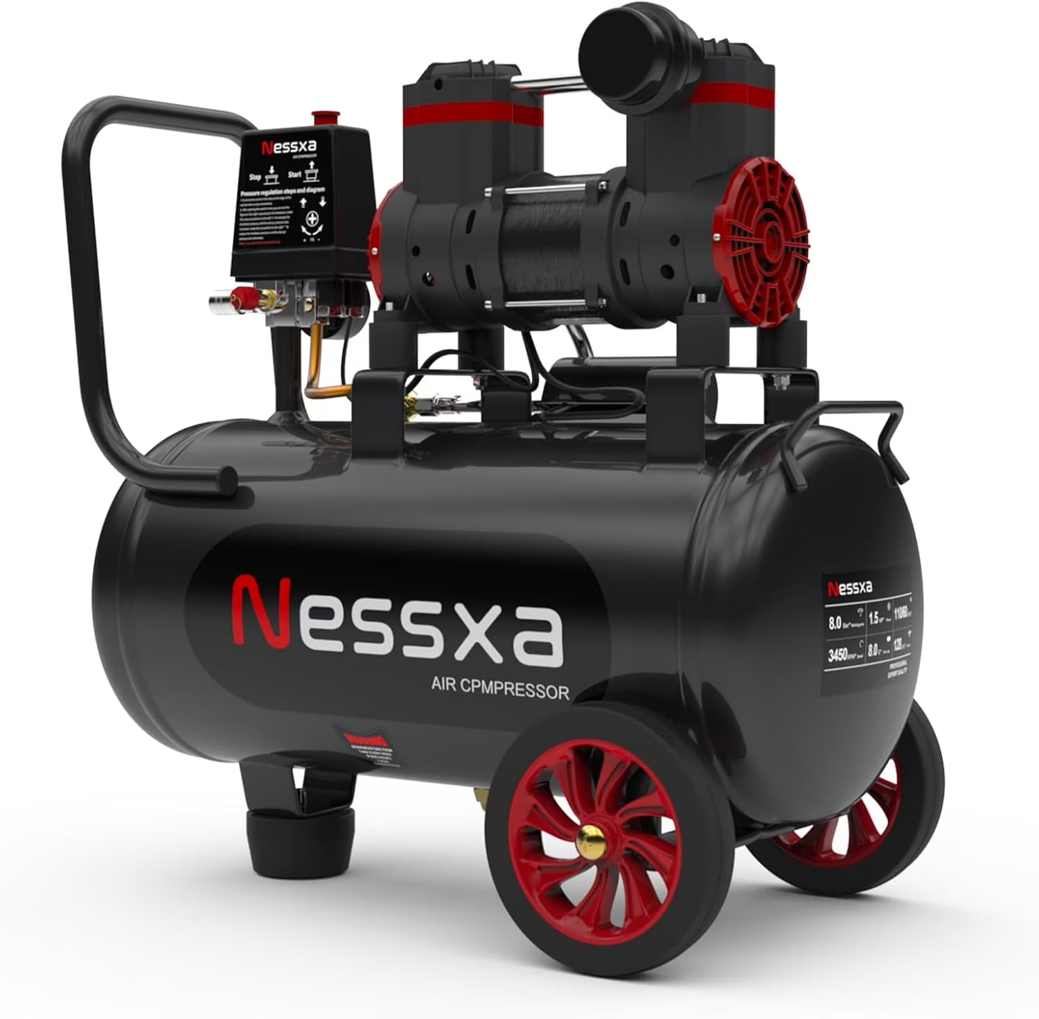 EAYSG 8 Gallon Ultra Quiet Air Compressor, 1.5HP 4.52 CFM Oil-Free, 115 PSI Max, 110V Portable Air Compressor with Tank for Car Repair, Spray Painting, Nailing