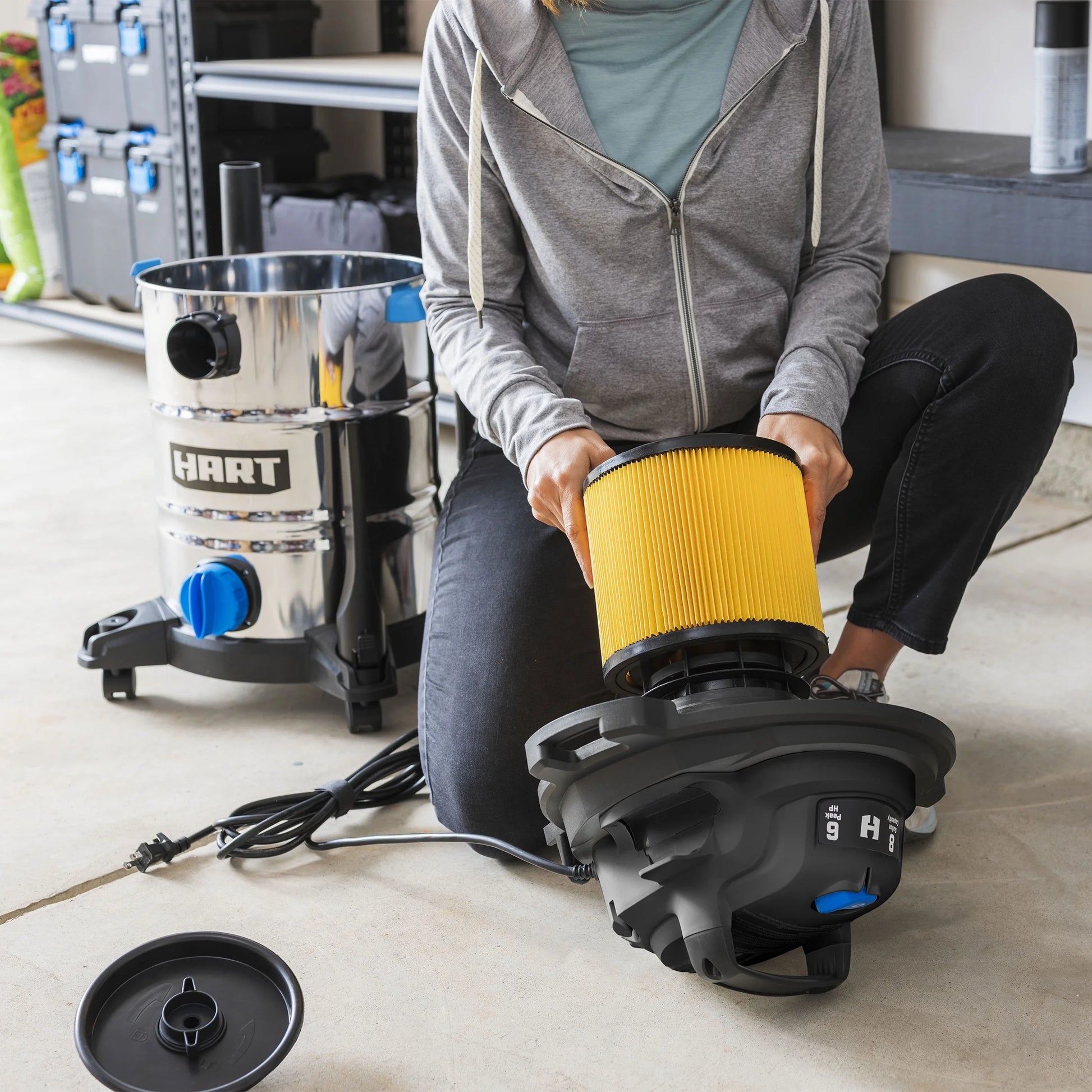 HART 8 Gallon 6 Peak HP Stainless Steel Wet/Dry Vacuum, VOC812SF 3703