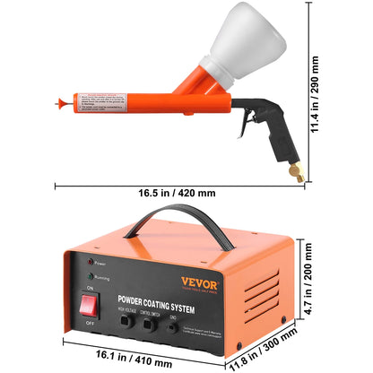 VEVOR Powder Coating System, 50KV Electrostatic Output Powder Coating Kit with Foot Switch, Spray Gun, Nozzles and Powder Cups, Powder Coating Equipment for Home DIY and Commercial Production