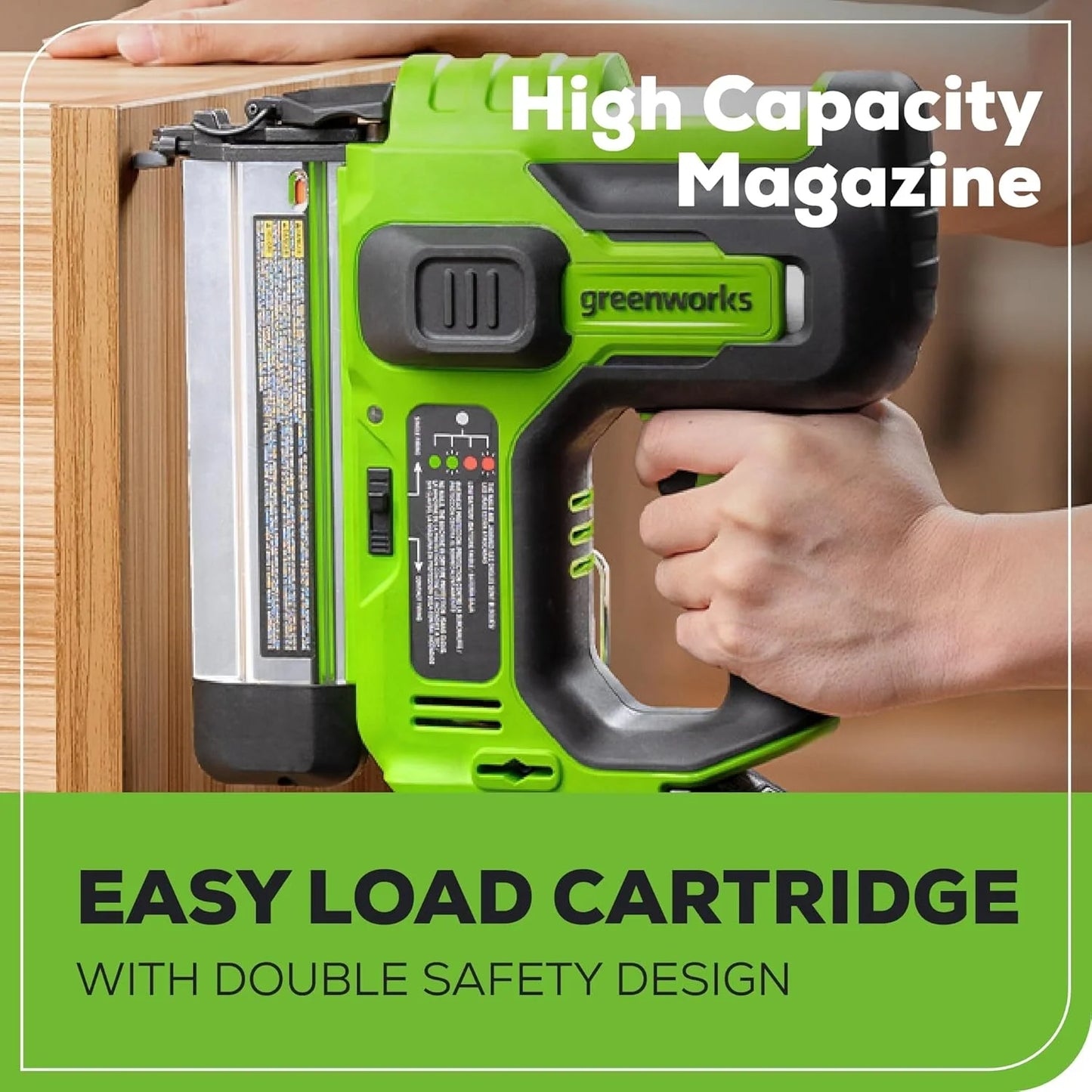 Greenworks 24V 18GA Brushless Brad Nailer, Cordless Staple Gun, Tool Only