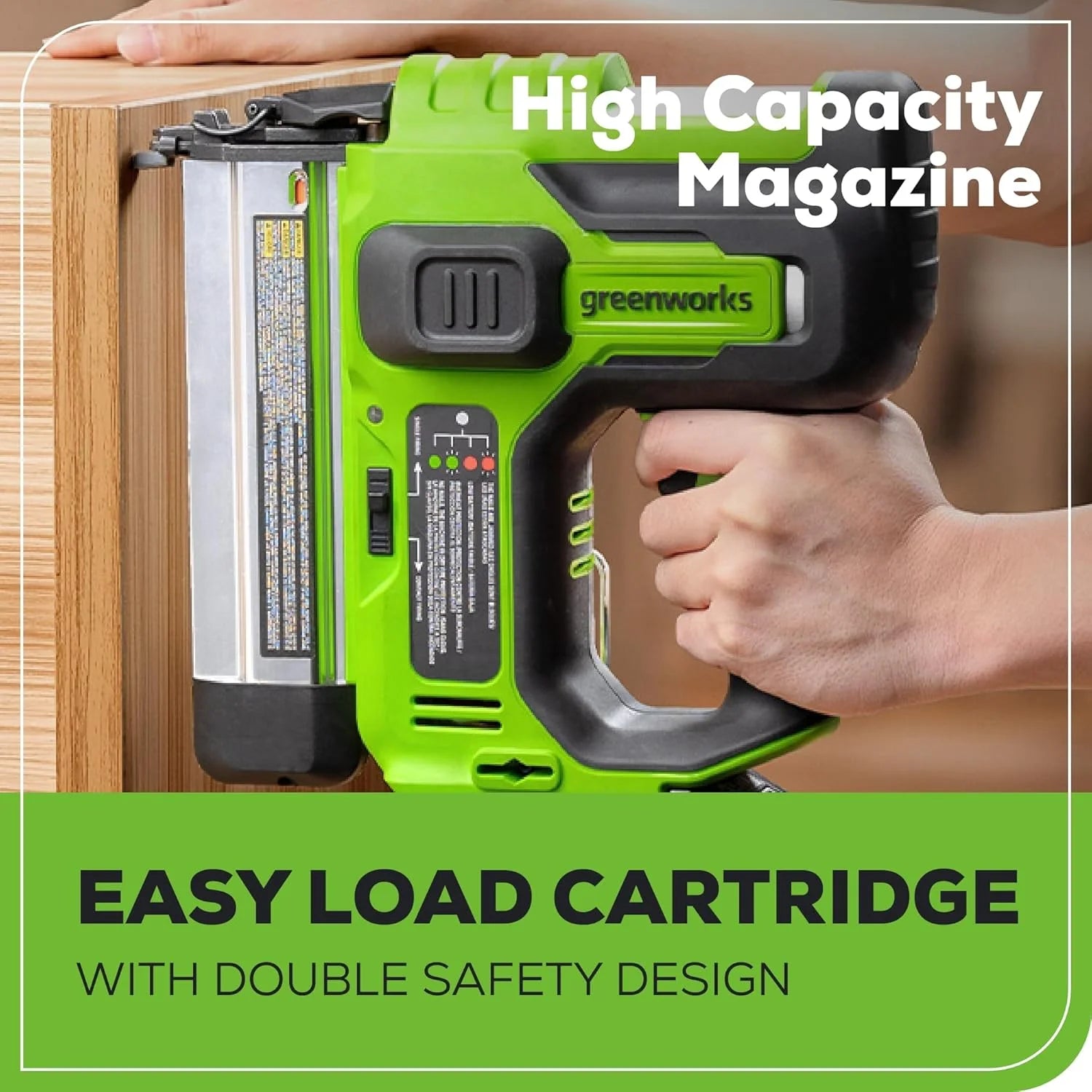 Greenworks 24V 18GA Brushless Brad Nailer, Cordless Staple Gun, Tool Only