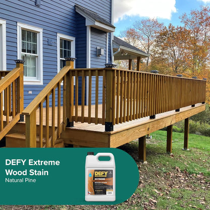 DEFY Extreme Wood Stain and Sealer in One - 5 Gallon Semi-Transparent Waterproof Coating for All Wood Types - Natural Pine