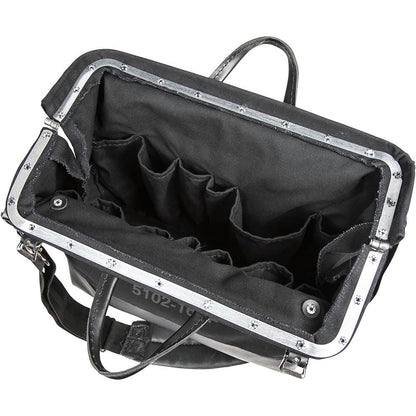 Klein Tools 510216SPBLK 16 in. Deluxe Canvas Tool Bag - Large, Black