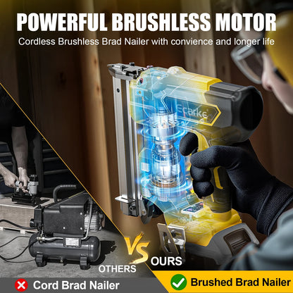 Cordless Brad Nailer Compatible with Dewalt 20V Battery: Brushless Electric Nail Gun with 1000 Nials - 2 Mode 18 Gauge Nail Gun,5/8 to 1-1/4 Inch for Upholstery Woodworking Carpentry(Tool Only)