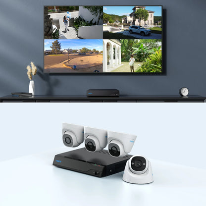Reolink 8CH 5MP Outdoor PoE Security Camera System,4pcs Wired Surveillance Camera 2TB HDD 24/7 Recording Remote Access,RLK8-520D4