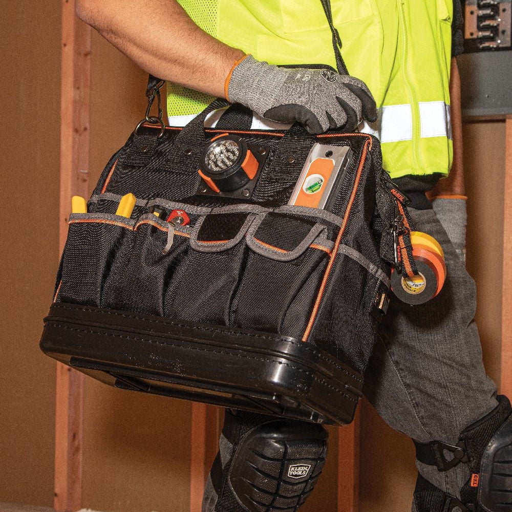 Klein Tools 55431 Black & Orange Tradesman Pro 31 Pocket Lighted Tool Bag