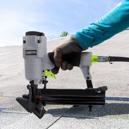 Master Mechanic 4-in-1 Mini Pneumatic Flooring Nailer/Stapler, Gray