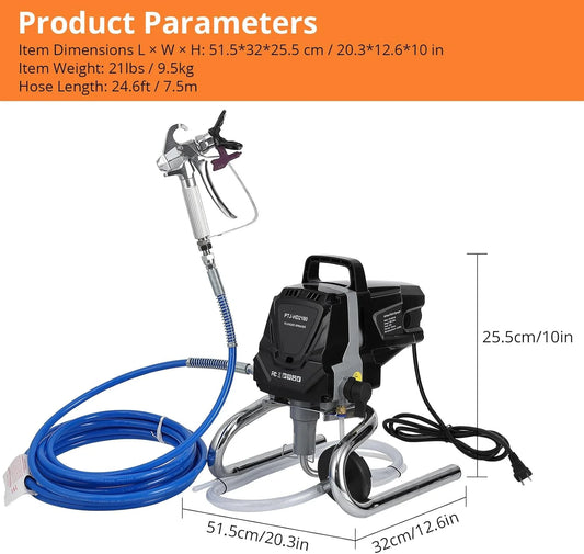 Stand Airless HVLP Paint Sprayer, High Efficiency, Thinning-Free, Minimal Overspray, for Home Exterior & House Interior DIY Painting Projects, with Extension Rod