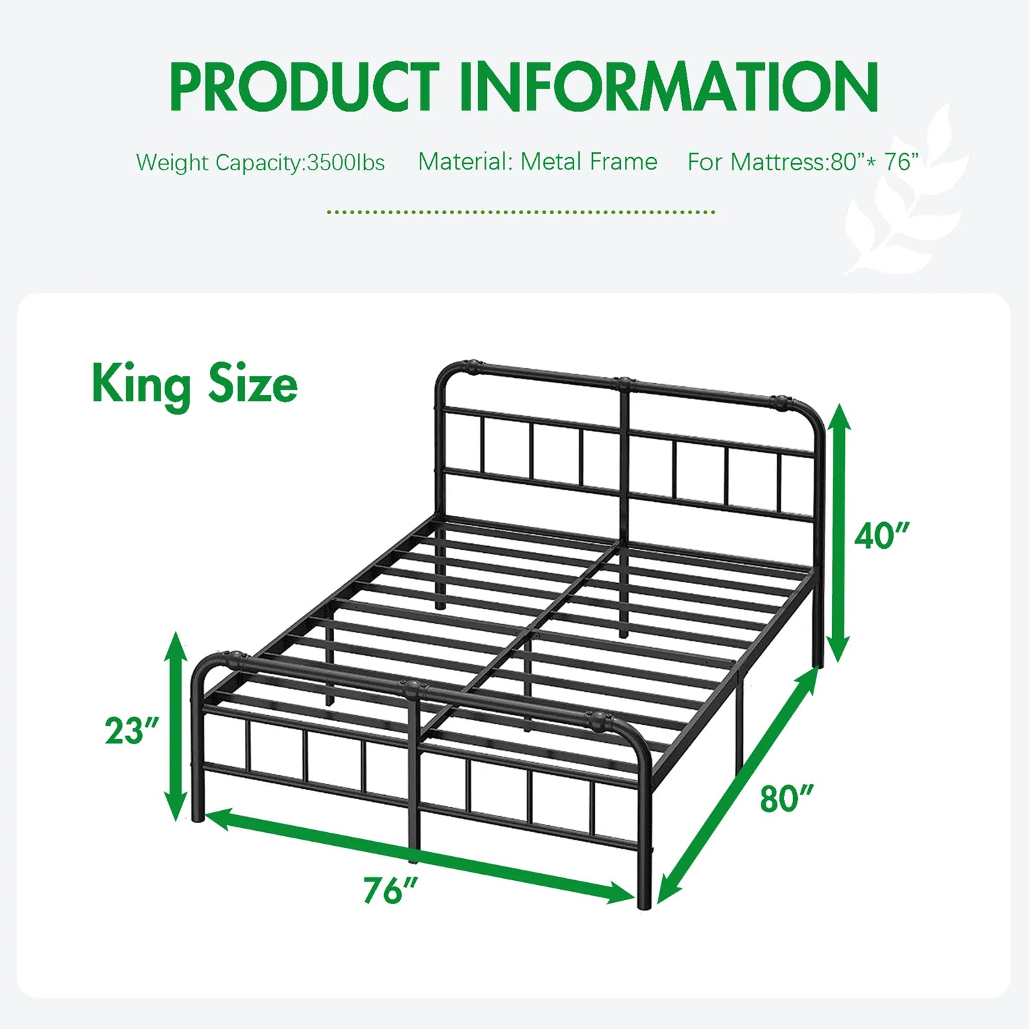 QFTIME 14" King Bed Frame with Headboard and Footboard, Heavy Duty Metal Platform, Premium Steel Slat Mattress Foundation with Storage, No Box Spring Needed