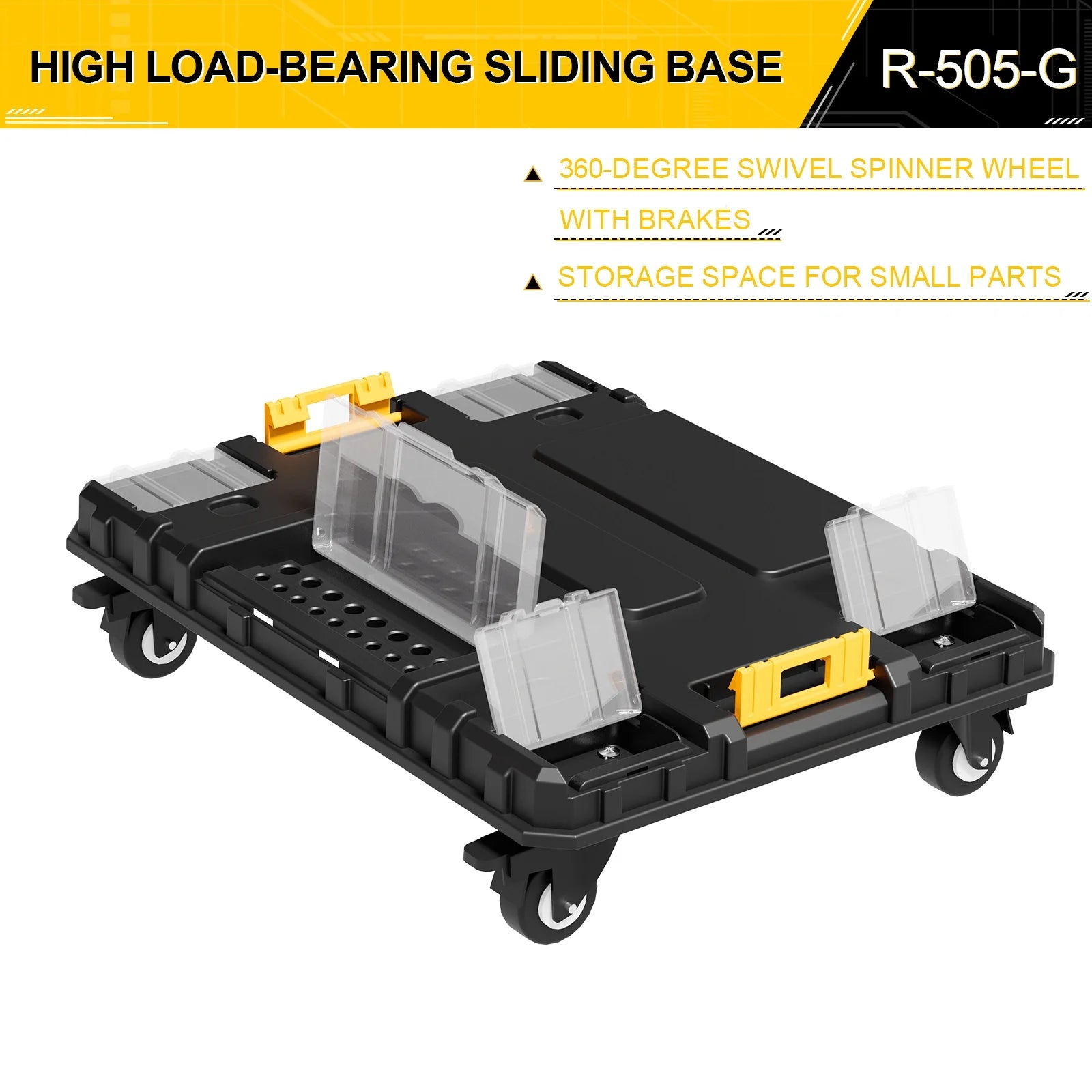 4 Tier Stackable Rolling Tool Box with Wheels, Modular Organizer Storage System with Drawers for Garage & Professional Work