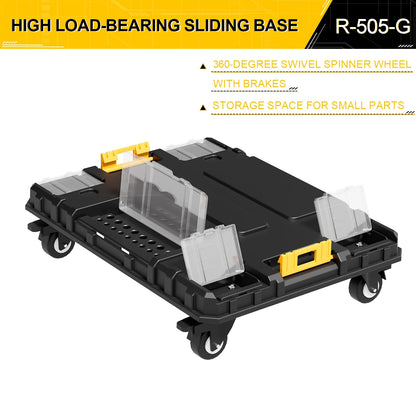 4 Tier Stackable Rolling Tool Box with Wheels, Modular Organizer Storage System with Drawers for Garage & Professional Work
