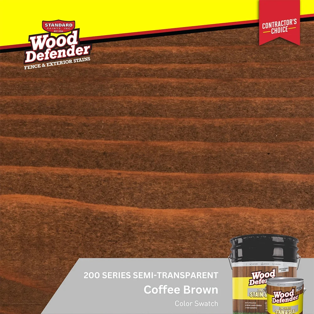 Wood Defender 200 Series Coffee Brown Semi-Transparent Stain & Sealer 5-gallon