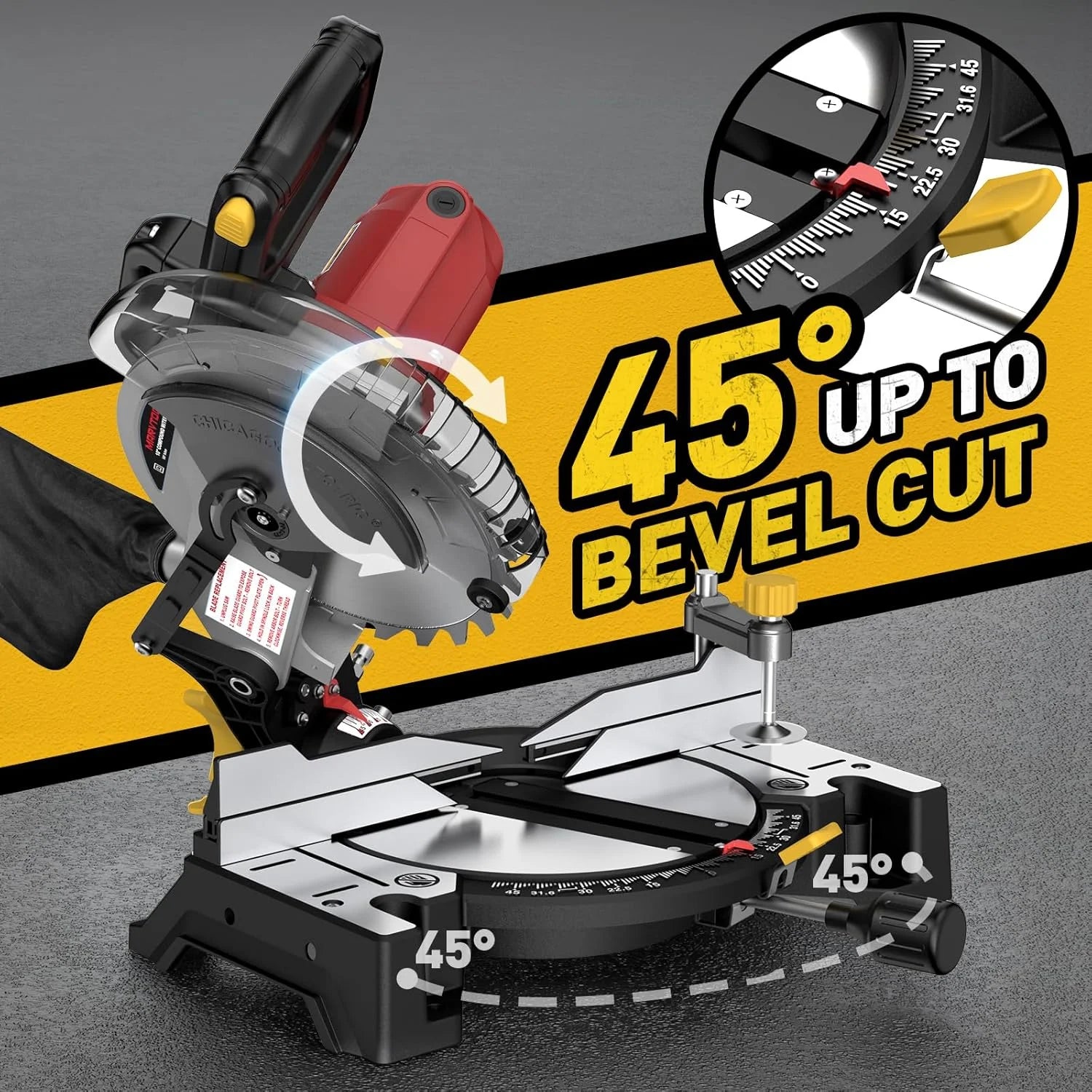 10-inch Compound Miter Saw 15 Amp Single Bevel 0-45? with 36T Blade Power Saw