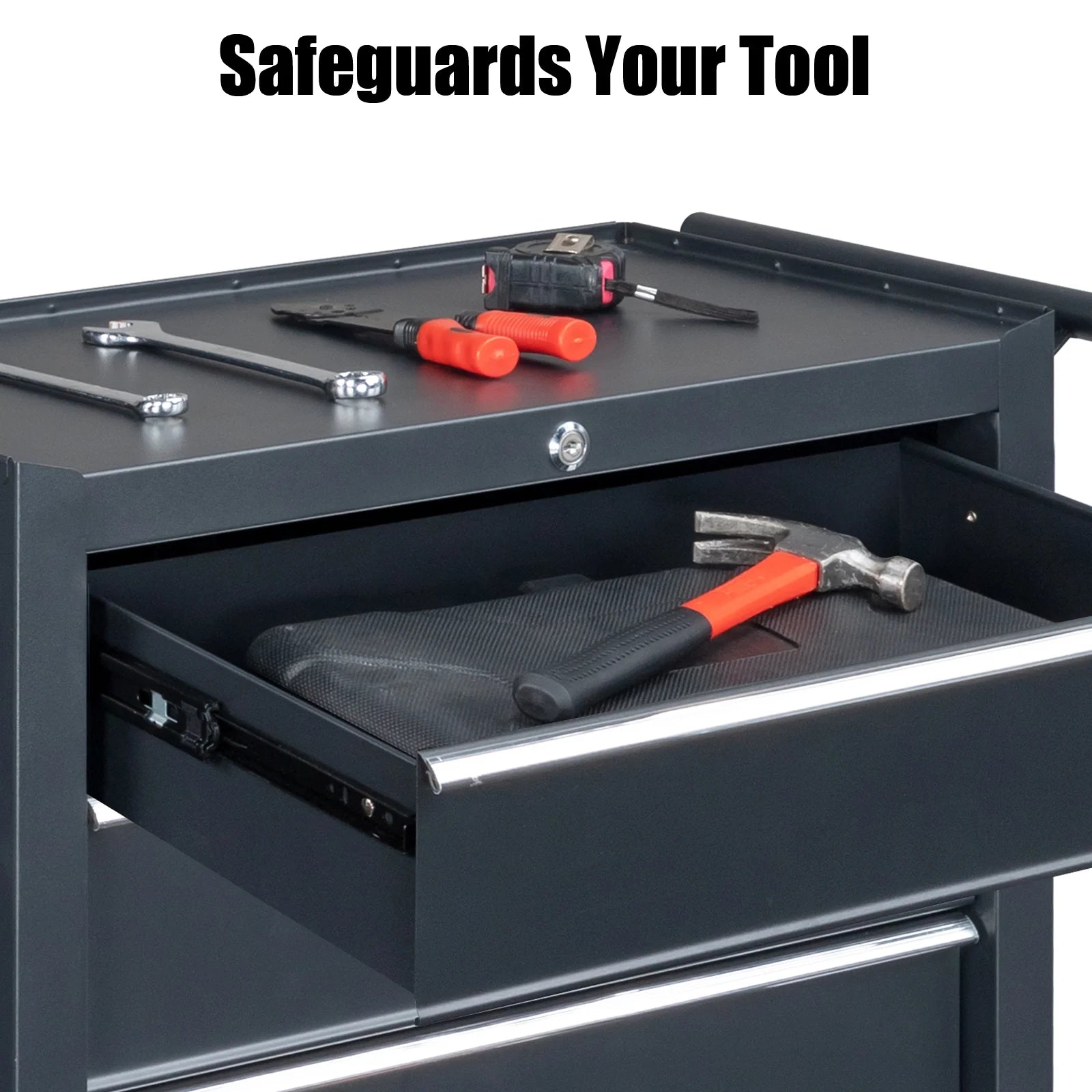 Ktaxon 4-Drawer Tool Chest Rolling Tool Cabinet with Wheels, Black - Portable