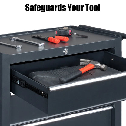 Ktaxon 4-Drawer Tool Chest Rolling Tool Cabinet with Wheels, Black - Portable