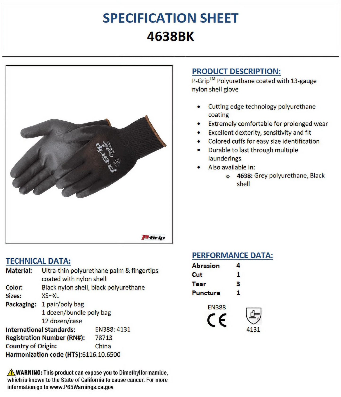 Gorilla Grip Ultra-Thin Polyurethane Palm Coated Glove with 13-Gauge Nylon/Polyester Shell, Large, Black (Bulk Case of 144)