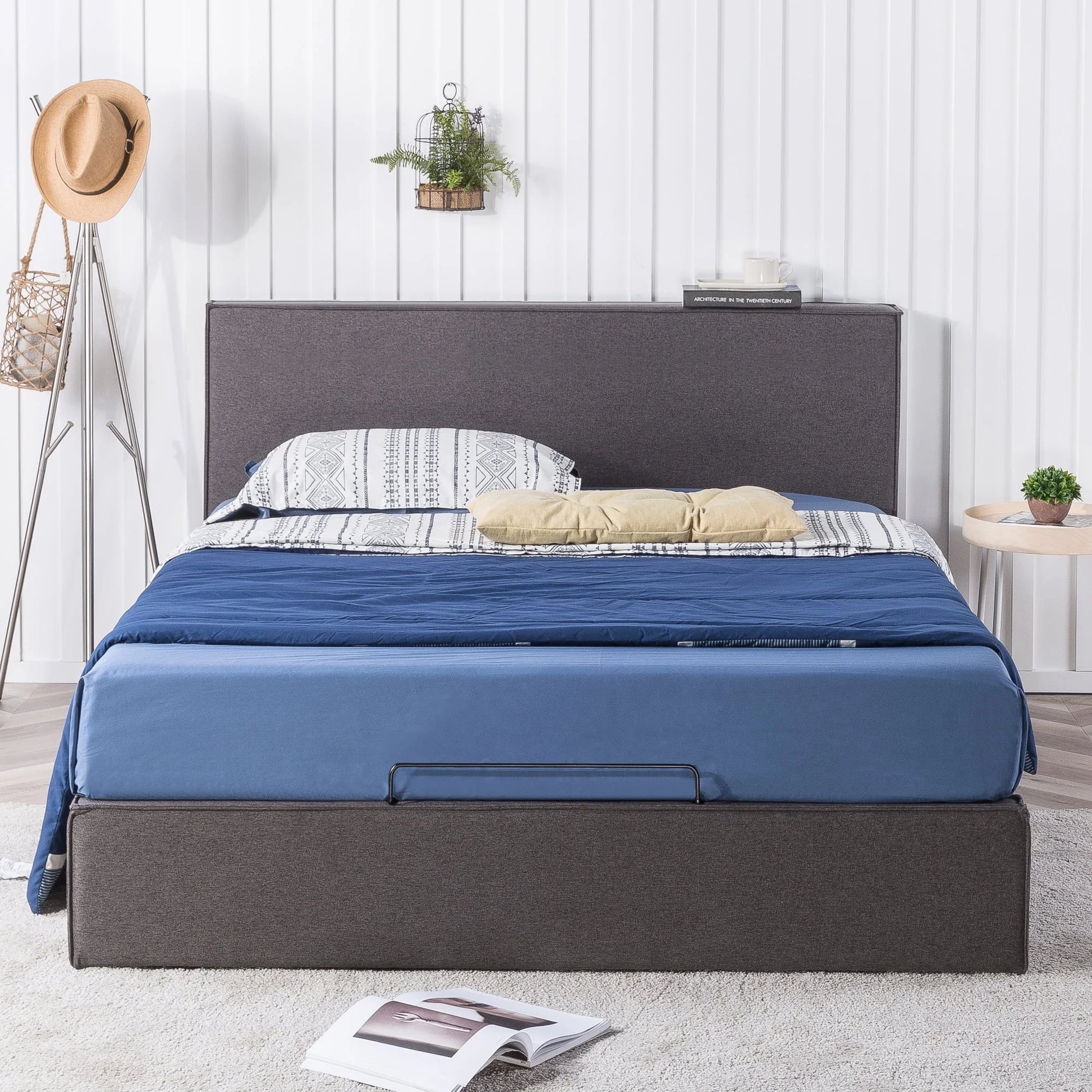 Zinus Finley 34" Upholstered Platform Bed with Lifting Storage, Full
