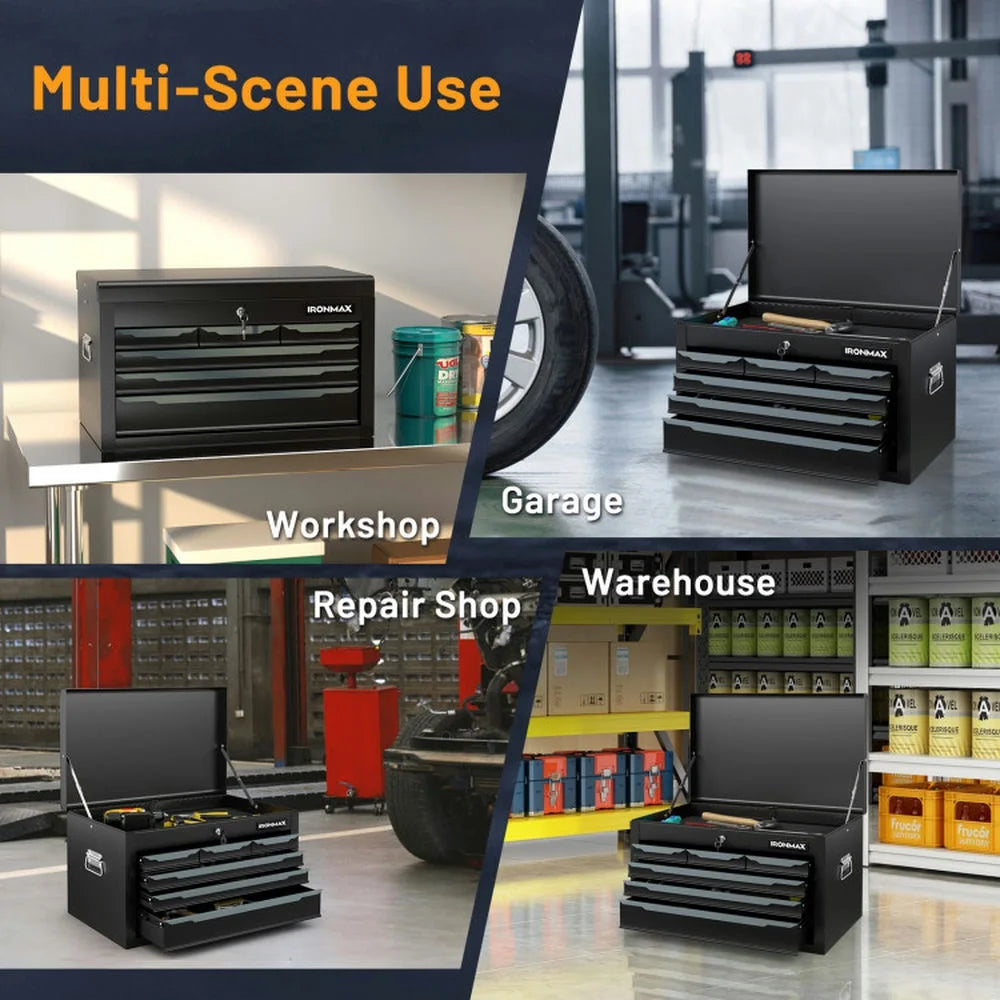 Spaco 24 Inch Tool Chest Case with 6 Drawers and Top Storage for Garage Repair Shop & Warehouse-Black, Tool Chest for Garage, Home and Workbench