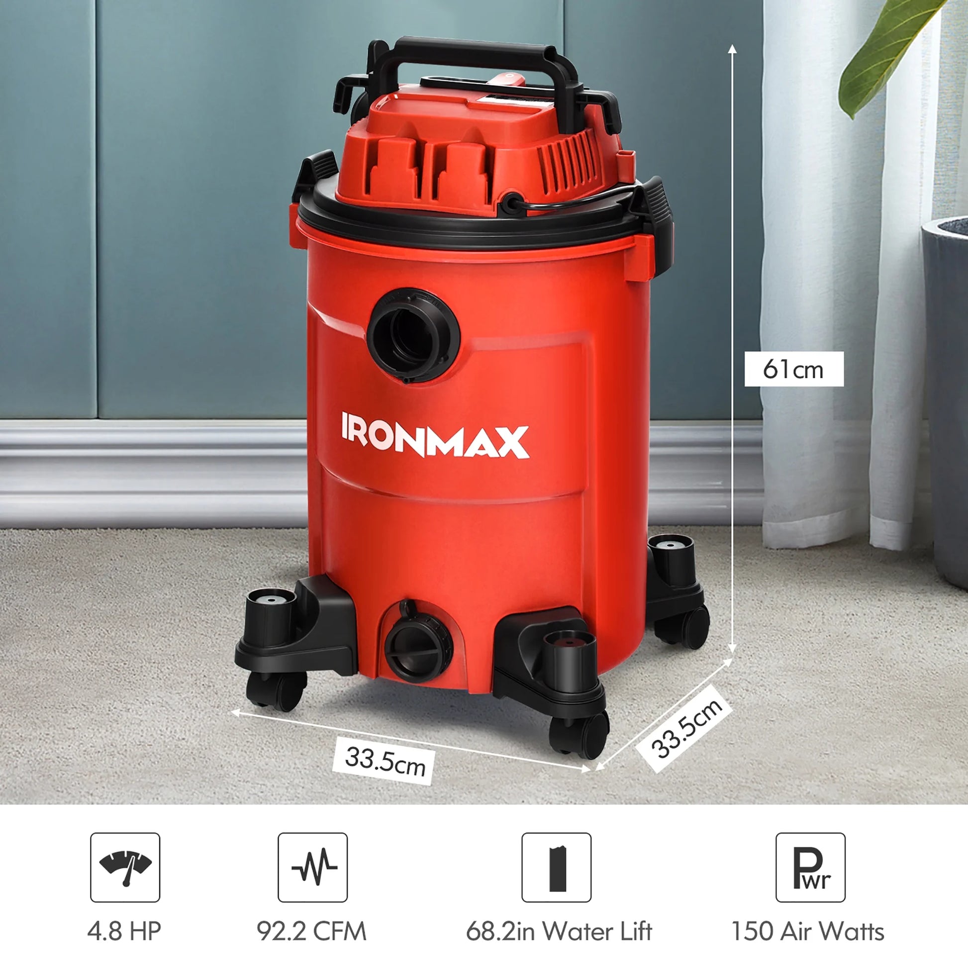 6.6 Gallon 4.8 Peak HP Wet/Dry Vacuum 3 in 1 Shop Vacuum Cleaner w/Blower