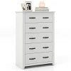 Costway 5 Drawer Chest Storage Dresser Tall Cabinet Organizer Bedroom Hallway Walnut
