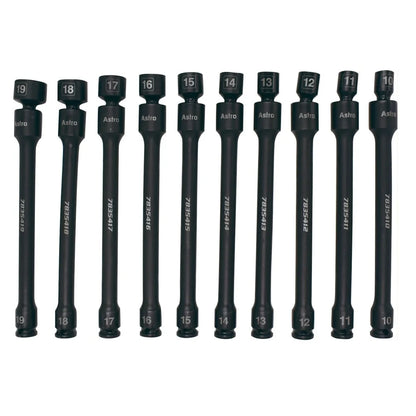 Astro Pneumatic 10pc 3/8" Drive 6Pt Pinless Universal Torque-Saver Impact Extension Socket Set - Metric